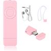 Yunseity Chiavetta USB per Lettore MP3, Lettore Musicale Digitale MP3 con Cordino e Auricolare, Supporta Fino a 32 GB di Scheda di Memoria di Espansione (Non Inclusa)(Rosa)