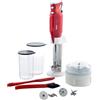 bamix M350 MAXX - Set frullatore a immersione con supporto, 2 bicchieri, 4 attrezzi, processore, spatola, spazzola per la pulizia, 300 Watt, prodotto in Svizzera, colore rosso e cromato