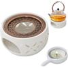 SAMSYOKI Scalda Teiera in Ceramica, Fornellino per Teiera con Stuoia e Portacandele Fornello Teiera Design Scolpito Vuoto Scalda tè in Porcellana per Mantenere Caldi tè e Caffè (Floreale)