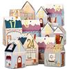 Papierdrachen calendario dell'avvento fai da te per il crafting e il riempimento - set di case - villaggio di Natale colorato - 24 scatole colorate pieghevoli - riutilizzabile
