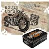 Nostalgic-Art Puzzle retrò 1000 pezzi, 68 x 48 cm, Route 66 - Bike Map Harley-Davidson 1 - Idea regalo per gli appassionati dell'America per adulti, in scatola di metallo vintage come confezione