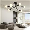 YOODI Lampadario Industriale, 6 Luci Plafoniera Sputnik Vintage, E27 Moderno Lampada da Soffitto in Ferro Nero per Camera da letto, Soggiorno, Sala da Pranzo, Diametro 52 cm (Lampadina non inclusa)
