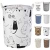 LessMo 17,7 con Coulisse Portabiancheria Bagagli Sorter, Pieghevole Pop-Up Lavanderia Cesti, Impermeabile Rotonda Cotone Lino