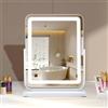 TYhogar Hollywood, specchio da tavolo con 3 modalità di colore, con controllo touch, specchio da tavolo quadrato girevole a 360°, specchio cosmetico, 40 x 47 cm