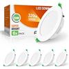 ALUSSO Faretti LED da Incasso per Cartongesso, Ultrasottili 5W IP44 3000K Bianco Caldo Faretti LED Soffitto, AC220-240V, Diametro Foro Ø75-85mm, Rotondo Bianco, Set di 6