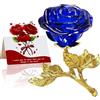 SWEETIME Rosa Cristallo Blu,K9 Glass Rose Fiore Artificiale,Rose Eterne 3D Fatte a Mano Stelo Lungo per Festa della Mamma San Valentino Natale Ringraziamento Anniversario della Donna Regalo di Compleanno