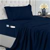 Utopia Bedding Set Lenzuola Singolo 3 Pezzi 90x190 cm - Microfibra di Poliestere - Lenzuolo con Angoli con Tasche Portaoggetti, Lenzuolo Piatto e 1 Federe Ricamate, Blu Navy