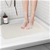 Fecialy Tappetino da Doccia Antiscivolo 70x40 cm Tappetino da Bagno con Ventose Tappetino Doccia con Cuscino Massaggiante Tappetino per Piatto Doccia Rettangolare Antiscivolo,Bianco