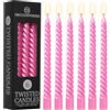 DECO EXPRESS Candele Lunghe Spirale, Set da 6 Candele Antigoccia Contorte, Lunga Durata, Non Profumato per Decorazione Casa, San Valentino, Festa della Mamma (Metallizzato Rosa, Set da 6)