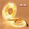 TOPAI Striscia LED COB 10 Metri 2700K Alta Luminosità 7000Lm, Strip LED 24V Bianco Caldo Tagliabile, CRI>93 384LED/M Adesiva Per cucina camera da letto Illuminazione fai-da-te