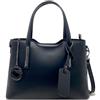 Chicca Borse Borsa a Mano Elegante Donna in Pelle Made in Italy Taglia Media con Tracolla (Nero)