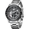 MEGALITH Acciaio Orologio Uomo Analogico Cronografo Orologio Quarzo Calendario Classico Orologi da Polso Uomo Elegante Grande Impermeabile Regalo