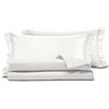 Smart Deco Home Completo letto lenzuola in raso di puro cotone Made in Italy con elegante ricamo MATRIMONIALE BIANCO