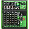 GMSLuu DI-4/6/8UX - Mixer audio professionale con 99 effetti digitali DSP USB MP3 ingresso 48 V alimentazione phantom professionale preamplificatore microfono per DJ Mixer Console Sound Studio (DI-6UX)