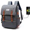 Yuepin Uomini Zaino per Laptop, Donne Leggero Vintage Bookbag Scolastico Zaino da Viaggio con Porta di Ricarica USB per Notebook da 15 Pollici (Grigio)