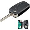 Heart Horse 433Mhz 3 Tasti Ricambio Chiave per Telecomando Auto con ID46 / PCF7946 Chip Compatibile per Fiat Punto Panda 500 Doblo Florino Qubo Grande Evo Guscio con Batteria e Lama (Delphi BSI)