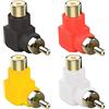 Greluma 4 connettori RCA maschio a femmina RCA placcati in oro, adattatori ad angolo retto a 90 gradi (4 colori)
