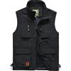 Yukirtiq Gilet da Pesca Uomo Gilet da Caccia Campeggio Traspirante Gilet da Trekking Giubbotti Smanicata Fotografia Gilet da Lavoro con Multi-Tasche, Nero, L