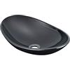 [neu.haus] Lavabo di Appoggio in Vetro di Sicurezza 47 x 30,5 x 13 cm Lavandino Ovale Nero Senza Foro Troppopieno