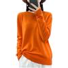 Vsadsau Pullover da donna a maniche lunghe, tinta unita, 100% lana merino, girocollo, maglione lavorato a maglia in cashmere, Arancione, M