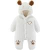 Generic Giacca Ragazza Pelliccia Tuta da neonato per neonato a maniche lunghe con cappuccio invernale con stampa di cartoni animati, pagliaccetto, con cappuccio, Giubbotto Neonata 12 Mesi (-White, 3-6 Mesi)
