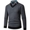 Generic Maglione da Uomo con Polo,Pullover Polo Lavorato a Maglia vestibilità Comoda Casual Maglia A Maniche Lunghe Giacca in Maglia Maglione Maglione Oversize Autunno Caldo Maglione