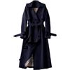 Yeooa Giacca a Vento da Donna Giacca Primaverile e Autunnale Cappotto Casual Doppiopetto Cappotto Lungo con Risvolto Tinta Unita Business Leisure Fashion Trench (Blu,XXL)