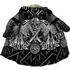 JJLLAZAD Uomini Vichinghi Mantello Cappuccio Corvi Odino 3D Stampa Inverno Caldo Faux Cashmere Cappotto metà Lunghezza Casual Unisex Giacca,Skull Vegvisir,XL