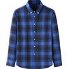 Jamron Uomo Taglie Forti Manica Lunga Camicia in Flanella a Quadri Camicia Casual Button Down in Misto Cotone Spazzolato Blu Reale XL