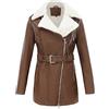 Baymate Donna Cappotto Invernale con Collo in Pelliccia Cappotto con Risvolto Giacca Calda Giacca di Pelle a Maniche Lunghe Slim Fit