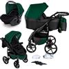 GaGa Dumi GaGaDumi Boston Passeggino Trio 3 in 1 - Carrozzina Passeggino e Seggiolino Auto Sistema di Viaggio Completo per Neonato e Bambino Leggero e Compatt Include Accessori Verde Nero