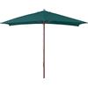 VERDELOOK Ombrellone in Legno a carrucola, 3x2 m, Verde Scuro, arredo Esterni Giardino