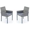 VERDELOOK Coppia di sedie set fiorenza in polyrattan, altezza 90 cm larghezza 56x50 cm, grigio