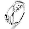 Qings Anello Ansia Argento Sterling 925 per Donna Anelli Antistress Fidget Anxiety Stress Relief Rings con Rotante Perline Anello Retro Regolabile Aperto per Ragazza Uomo