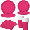 MORAINJAY Set di 68 Pezzi di Stoviglie Rosa Rossa per Feste, Piatti di Carta, Bicchieri, Tovaglioli, Stoviglie per Compleanni, Matrimoni, Baby Shower, Lauree, Anniversari, Set per 16 Ospiti
