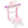 RELAX4LIFE Pianoforte per Bambini con 37 Tasti, Tastiera Elettronica con Microfono e Sgabello, Funzioni di Record e Playback, Pianoforte Giocattolo Regalo per Ragazza/Ragazzo (Rosa)