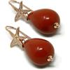 DodiGioielli.it Orecchini pendenti donna in pasta di corallo rosso Sardegna e stella marina | Argento 925 placcato oro rosa - Handmade Made in Italy - Anallergici - DodiGioielli