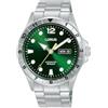 Lorus Sport Orologio automatico analogico da uomo con bracciale in acciaio inossidabile, Argento/Verde - S7293159
