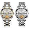JewelryWe Orologio da uomo in acciaio inox, al quarzo, analogico, 30 m, impermeabile, con numeri romani, quadrante con settimana, data, calendario e lancette luminose, regalo per la festa del pap¨¤