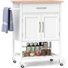 GIANTEX Carrello con Ruote, Carrello da Cucina con 1 Cassetto Grande, Armadio a 2 Ante, Porta Asciugamani, Ripiano Inferiore Aperto, Madia Mobile Dispensa, 73x50x90 cm, 3 Colori