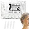 AQASKIN | 100 Cuffie Doccia Monouso - IMBUSTATE SINGOLATMENTE - Ø50CM - cuffie monouso in PE, Cuffiette da Doccia - ideali per doccia di Hotel, Spa, Parrucchiere (Ø50CM - 100 pz)