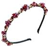 Qiwenr Cerchietto per Capelli con Strass e Cristallo - Fascia Champagne, Bellissimo Copricapo per Ballo di Fine Anno (Rosso Porpora)