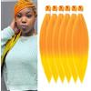 ShowJarlly Pre-Stretched Braiding Hair 6 Confezioni Extension Per Treccine Africane Capelli Morbido Easy Braid 30 Pollici Yaki Texture Capelli Intrecci Professionali per Capelli Orange/Yellow#
