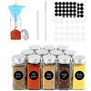 MXTIMWAN Set da 12 Barattoli per Spezie, Contenitori per Spezie in Vetro con Tappo Vite, Barattoli Spezie, 120ml, Rettangolari, Barattoli Cucina con Imbuto, Etichette, Spazzola di Pulizia, Penna