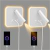 Uennm Lampada da parete a LED, lampada da lettura sul comodino con interruttore, porta di ricarica USB, applique da parete per interni, applique da parete con rotazione a 360°, lampada da comodino 12W