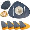 Wanfolle Tovagliette e Sottobicchieri Lavabili, Tovagliette Rotonde in Pelle PU, Tovagliette Bifacciale Impermeabile Resistenti al Calore Non-scivolose Tovagliette Americane (Set di 4, Blu Giallo)