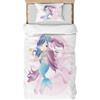 DJDEA Copripiumino Singolo Bambino Unicorno Copripiumino Bambina in Morbida Microfibra 1 Copripiumino 135 x 220 cm + 2 federe 50 x 75 cm Copripiumino Letto Singolo