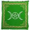 Indian Consigners Bellissimo Alter Square per luoghi sacri con tripla dea pentagramma luna e altare (verde parot, 91 x 91 cm)