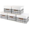 TYEERS Scatole Portaoggetti, Tessuto, Patchwork, Lavabile, Scatole con Coperchio, 38x25x25 cm, Set di 5, Grigio