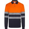 VELILLA Reciclado Manga Larga Cinta Segmentada Azul Y Naranja Flúor Talla L Polo Poliestere Riciclato Bicolore Manica Lunga Nastro segmentato Colore Blu Navy e Arancione Fluoro Taglia, Unisex-Adulto